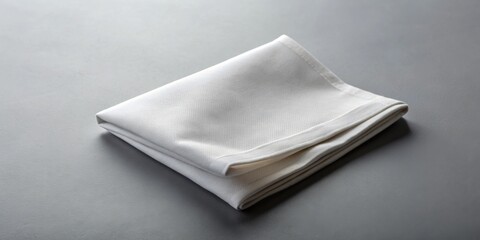 Folded White Napkin on Grey Surface, Texture, Linen, Fabric, Napkin