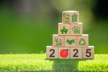 ESG 2025 concept of environmental, social and governance. Sustainable corporation development,...