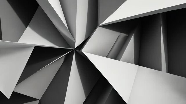 black and white abstract origami shapes motion graphic animation