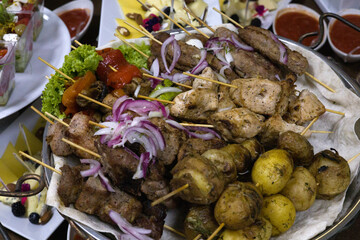 chicken shish kebab, veal shish kebab, pork shish kebab and other grill