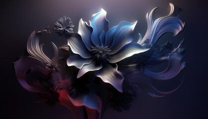 Obraz premium A stunning abstract floral design with intricate details, blending vibrant colors and soft curves, creating a mesmerizing visual effect.