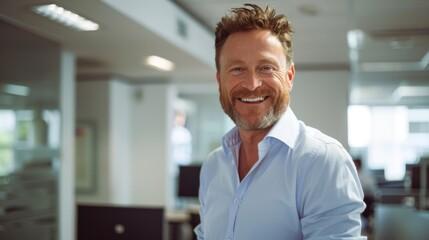 Fototapeta premium Success businessman smiling in office 