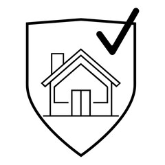 Shield icon. Security vector icon. Protection icon. Home icon. Home protection. Safety system. Protection activated. Active safety. Logo template. Guard badge. Guard symbol. Lock sign. Closed house.