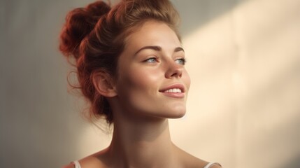 Fototapeta premium a woman exuding calmness with relaxed expression Close-up 