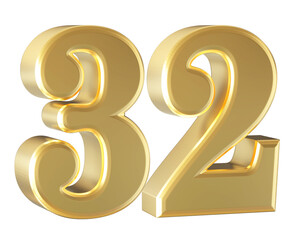 Gold 3D Number 32
