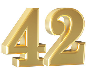 Gold 3D Number 42