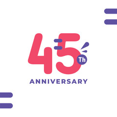 45 Th Fun Number Anniversary Design Illustration Collection