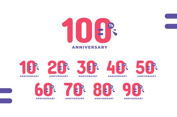 100 Th Fun Number Anniversary Design Illustration Collection