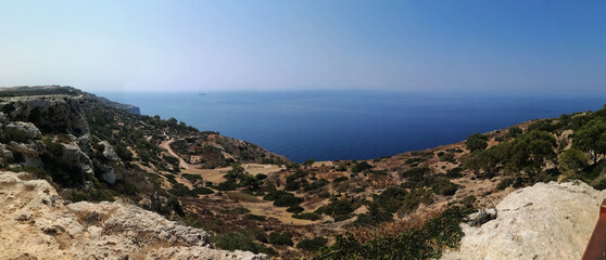 panorama with mountains and sea in malta