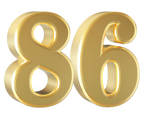 Gold 3D Number 86