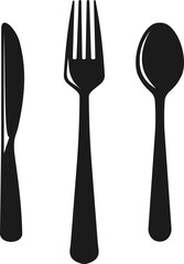 Cutlery icon. Fork spoon and knife. Silhouette style.