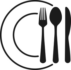 Tableware icon. Spoon, fork and knife.