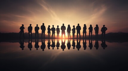 Naklejka premium Silhouetted friends sitting together 