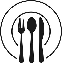 Tableware icon. Knife, fork and spoon.
