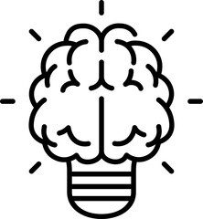 Brain icon. Light bulb symbol.
