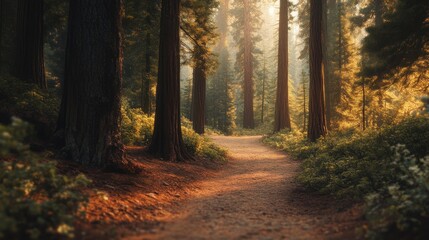 Naklejka premium Sunlight Through Redwood Trees