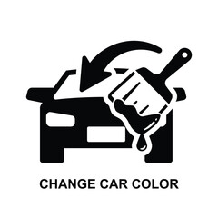 Change car color icon. Car color replacement isolated on background vector illustration.