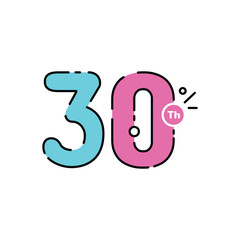 30 Years Anniversary Number Fun Design Vector Template Illustration