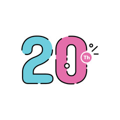 20 Years Anniversary Number Fun Design Vector Template Illustration