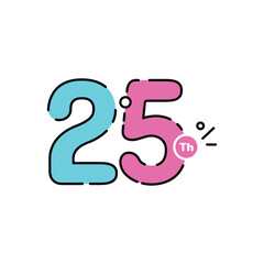 25 Years Anniversary Number Fun Design Vector Template Illustration