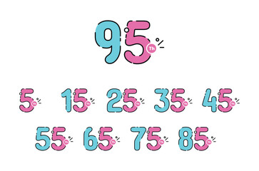 Years Anniversary Number Set Fun Design Vector Template Illustration