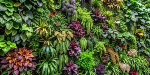 Fototapeta premium Vertical Garden Lush Greenery Wall, Green Wall, Indoor Plants, Living Wall, Plant Art