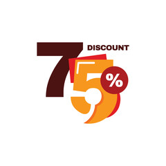 75% Discount Sale Label Vector Template Design Illustration