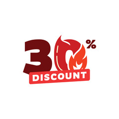 30% Discount Sale Label Vector Template Design Illustration