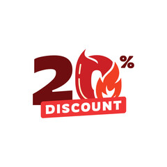 20% Discount Sale Label Vector Template Design Illustration