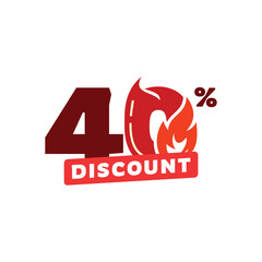 40% Discount Sale Label Vector Template Design Illustration