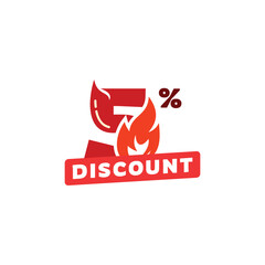 5% Discount Sale Label Vector Template Design Illustration