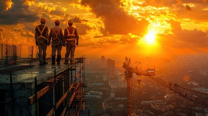 Hardworking Construction Workers in Action: Building the Future at a Busy Construction Site. Witnessing Dedication, Skill, and Teamwork in the World of Construction.