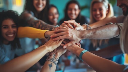 Obraz premium A diverse team of professionals collaborating seamlessly on a project sharing ideas and working together efficiently to achieve their goals