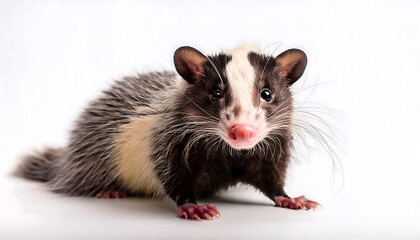 Obraz premium young virginian opossum looking camera white background