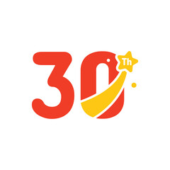 30 Years Anniversary Number Fun Design Vector Template Illustration