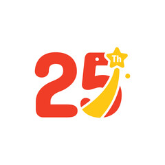25 Years Anniversary Number Fun Design Vector Template Illustration