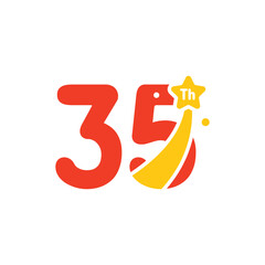 35 Years Anniversary Number Fun Design Vector Template Illustration
