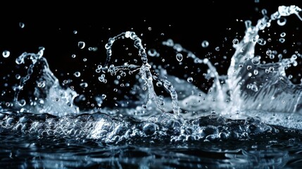Water splash on dark background. Illustration generated by ai