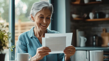 Woman reading letter. 