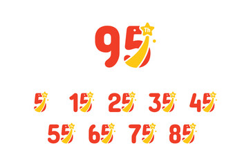 Years Anniversary Number Set Fun Design Vector Template Illustration