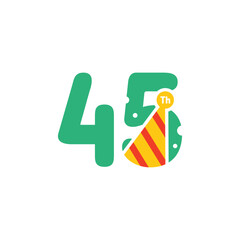 45 Years Anniversary Number Fun Design Vector Template Illustration