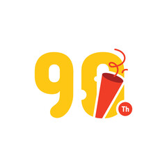 90 Years Anniversary Number Fun Design Vector Template Illustration