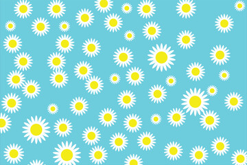 Illustration seamless daisy flower pattern in minimalist style. Design and print for printing on children's clothing, dresses, shirts, skirts, napkins, tablecloths, bedding.