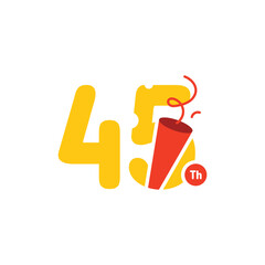 45 Years Anniversary Number Fun Design Vector Template Illustration