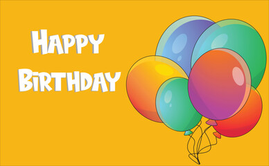 Birthday greeting vector background design. Happy birthday to you text with colorful balloons and party