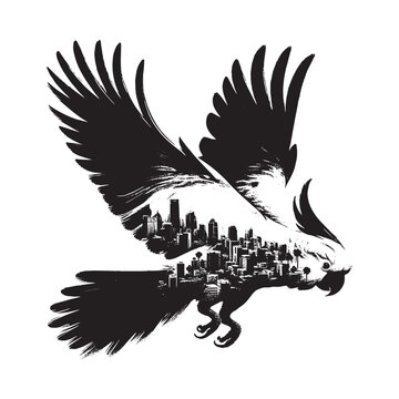 recommend clip art: silhouette of Cockatoo filled with cityline in rough drawing