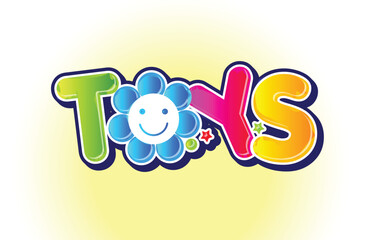Toys colorful text logo or label vector template