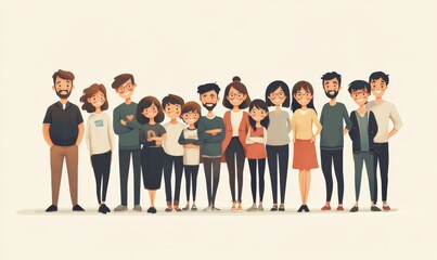 Obraz premium Friends and family posing for a group photo to commemorate the occasion. simple art, Generative AI