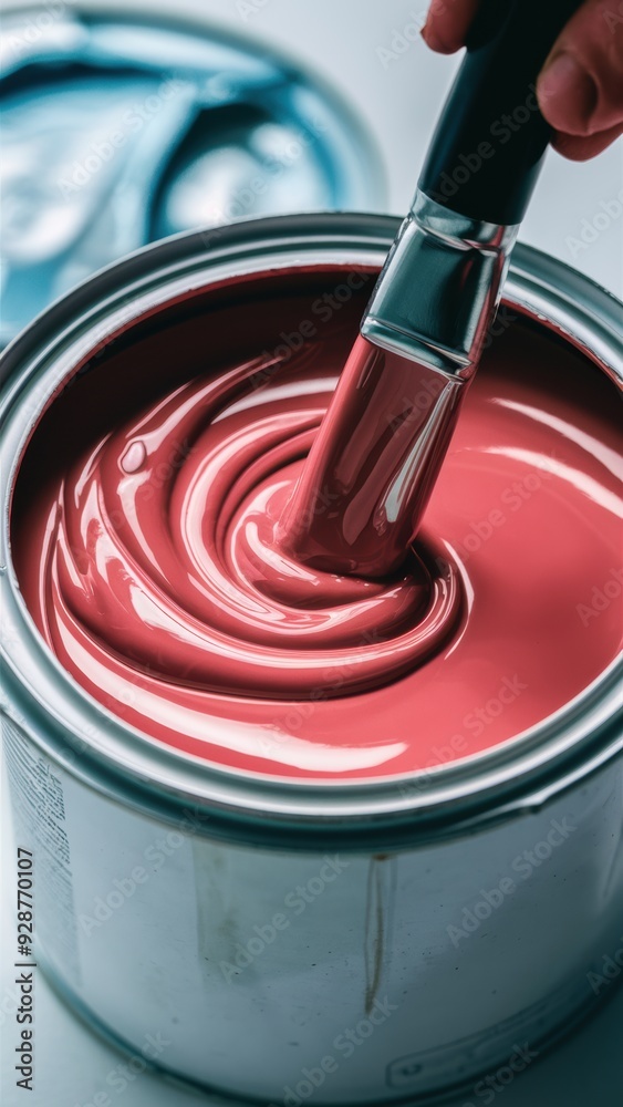 Canvas Prints a person painting a can of red paint with a brush, ai