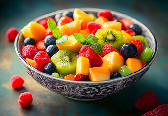 Fresh fruit salad in the bowl